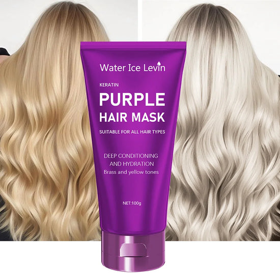 Water Ice Levin Purple Repair Hair Mask Keratin Deep Nourishing Dry Frizzy Damaged Treatment Collagen 5 Second Soft Shiny Care