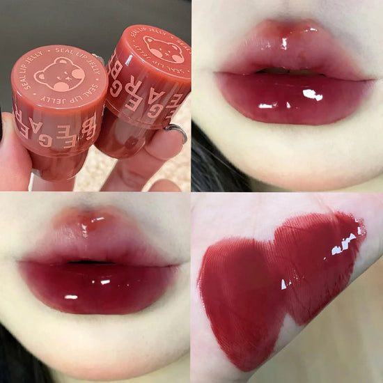 Bear Seal Mirror Clear Lipstick Lip Gloss Waterproof Moisturizing Lasting No Fading Lip Glaze Makeup for Women Korean Cosmetics